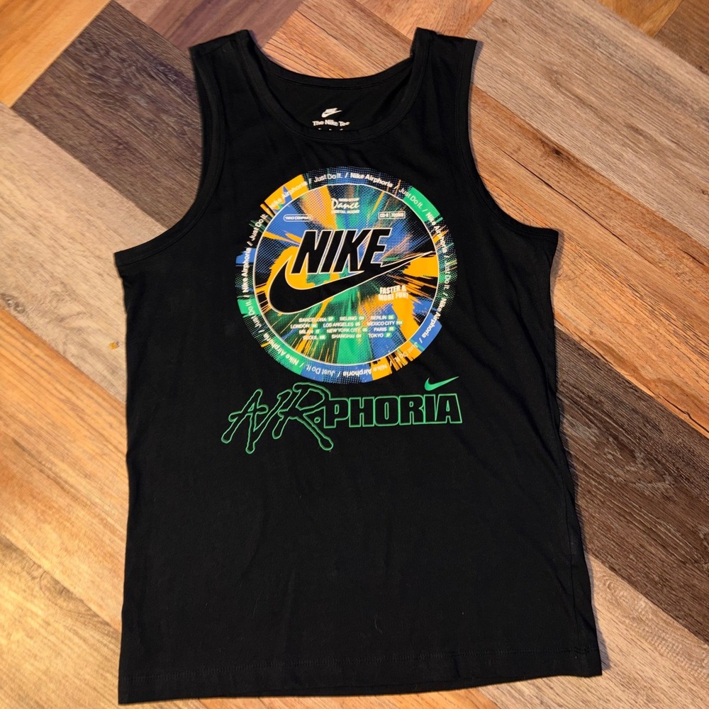 Nike Airphoria Mens Small Black Graphic Tank Top Sleeveless Shirt